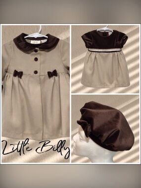 LiITTLE BILLY Three Piece Set of a Coat Dress Hat Size 12 Months NEW